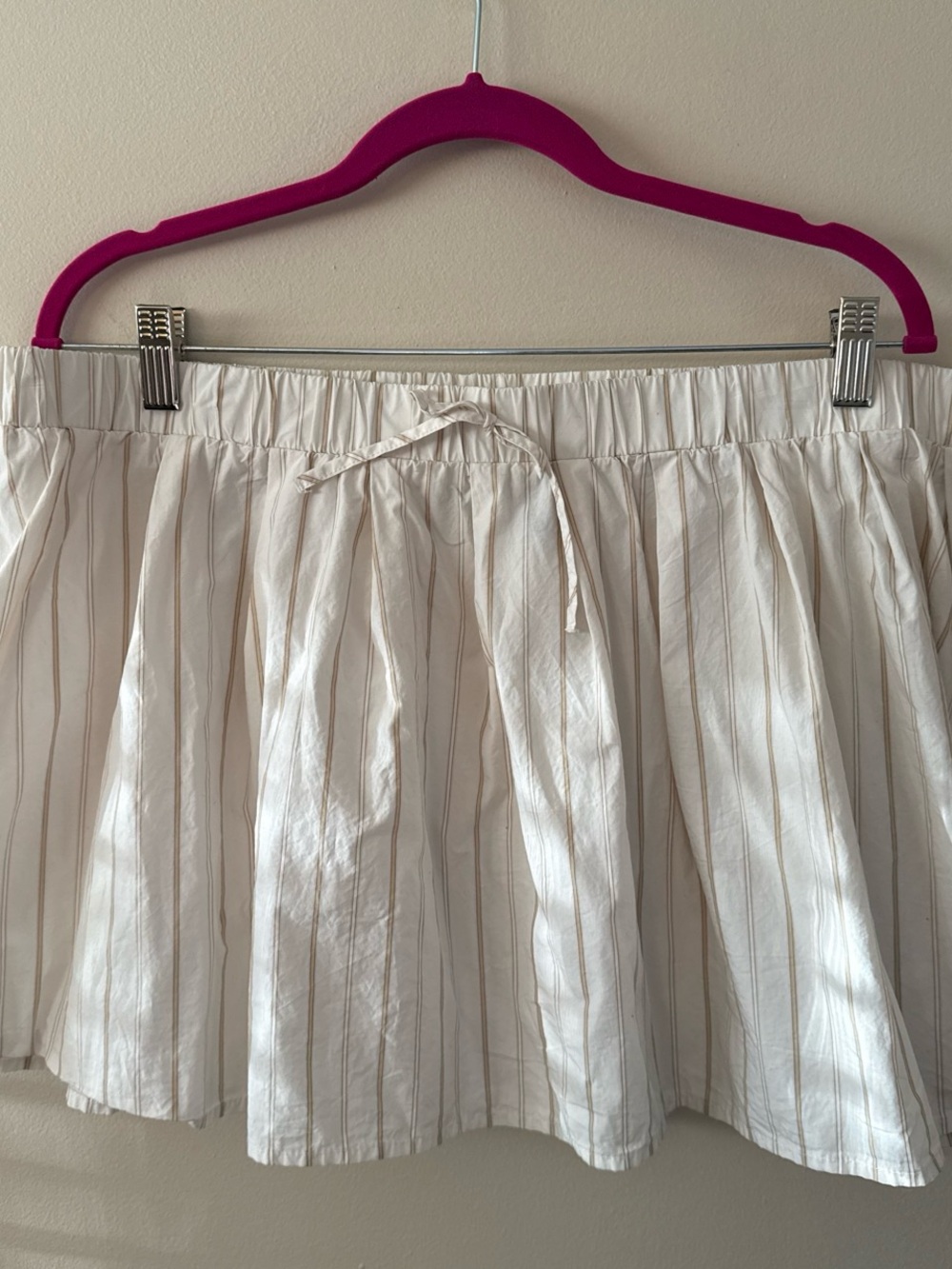 H&M Cream Mini Skirt with Tan Pinstripes